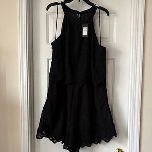 City Chic Elegant Black Lace Romper